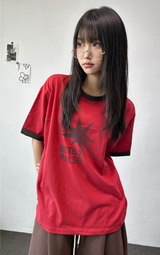 Lett Contrast Letter Tattoo Patch Short-Sleeve Tee 3color