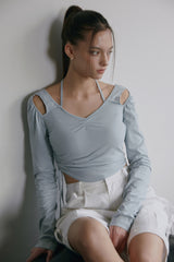 HALTER NECK SHIRRING TOP(MINT)