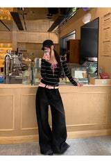 ピンクストライプ長袖Tシャツ