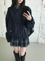 Check Pleated Mini Dress (2 colors)