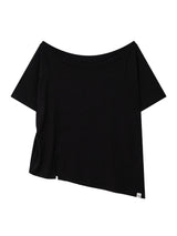 UNBALANCE BUTTON SHOULDER TOP(BLACK)