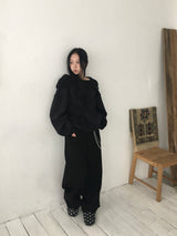 [オフショルダーあり] ローブピンタックビッグフードスウェットシャツ (2c)