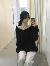 Fluffy henry neck knit