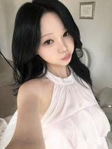 Dear rosy chiffon halter blouse