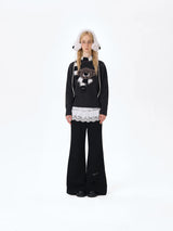 13DE MARZO Bear Thin Scarf Sweater Dark Grey