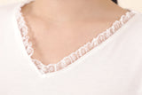 レースVネッククロップTシャツ White