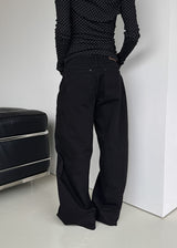 DEEP BLACK LOW WIDE PANTS