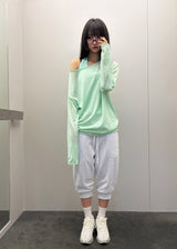 Silishy Sheer Boat Neck Loose Knit Top 4color