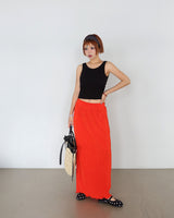 Back Slit Ribbon Knot Round Sleeveless