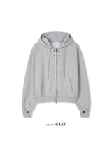 double-button hooded zip-up hoodie (2colors)