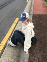 チェックボタンロールアップワイドパンツ (2c)