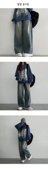 [2nd Length] [S-XL] Gidan one-tuck washed wide denim pants (4 colors)