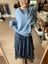 カシミアファインウールVネックニット(7color)