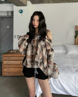 Vince damage checked hoodie jacket