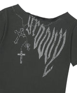 ピグメントグルーヴィワンショルダーTシャツ_チャコール