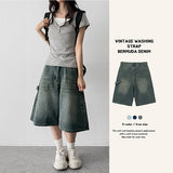 Viscose denim Bermuda Wide Half-Length Pants (3 colors)