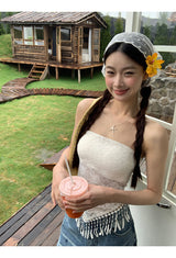  Tassel France Lace  Pad Tube Top