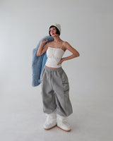 Side shirring napping jogger & wide pants