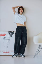 26SS★ Washed Balloon Cargo Denim Pants
