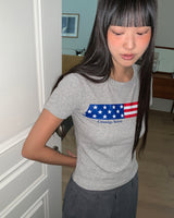 ターミルアメリカンフラッグプリント半袖Tシャツ