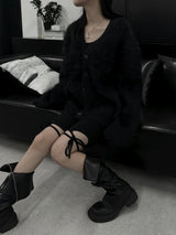 overfit blanc angora knit cardigan (unisex)