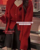 Knit cardigan & scarf set