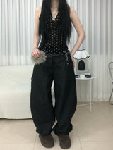 スタッズクロスワイドデニムパンツ