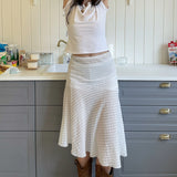Lace Flare long skirt (white)