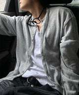 "Linen Round Neck Knit Cardigan "