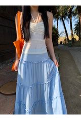 sky frill cancan long skirt