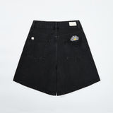  3RD REORDER HIP POCKET EMBROIDERY BLACK DENIM SHORTS LONG VERSION code 25106