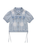 STRING POINT SHORT SLEEVE DENIM JACKET [BLUE]