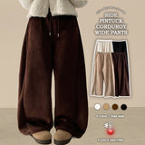 Any soft corduroy side pin tuck incision wide pants