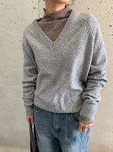ヒルミフカラーウールVネックニット