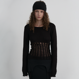 Mesh Cutout Knit - BLACK