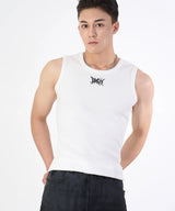 STREET LOGO EMBROIDERY TIGHT SLEEVELESS TANK TOP FOR UNISEX