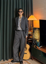 Striped Basic Bijou Slacks 2COLOR