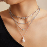 Triangle 925 Silver +Rhodium plating Necklace N059-02H