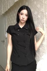 26SS★ [ EEUN MADE ] ロゼット ボタン トップス