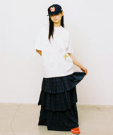 Twister Star Check Tiered Skirt - Navy  