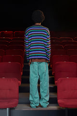 STRIPE MOHAIR KNIT / NAVY