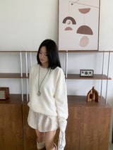 [UNISEX] クラウディーシーズンオーバーフィットアンゴラクルーネックロングスリーブニット (7 colors)