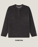 (M's) Velour Henley Neck Long Sleeve