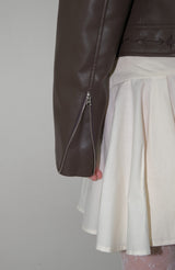 C EMBROIDERY FAUX RIDER JACKET_BROWN