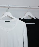 オープンスタッド Uネック ラウンドロング-sleeved T-shirt