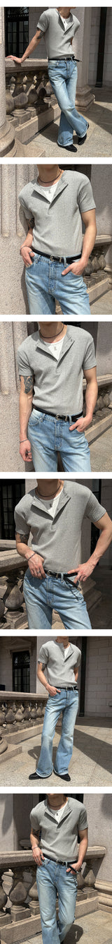 [S/S] High ribbed henry neck half knit(3color)