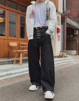 ルックファイヤーバックルバルーンワイドデニムパンツ