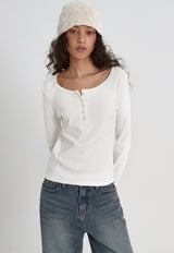 [B-BASIC] ライトスタンダードヘンリーネックロングスリーブTシャツ (2SIZE)
