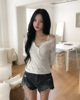 テイシー ロールアップ 七分袖 Tシャツ