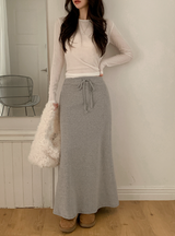 OM Sweat Peach Warm Maxi Skirt (3color)